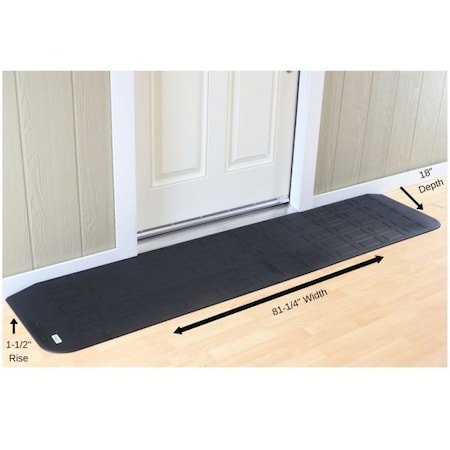 Handi Ramp ADA Compliant Rubber Threshold Ramp: 1-1/2" Rise x  81-1/4" Wide x 17-3/4" Depth - 2 pc assembly MRAEZ1340